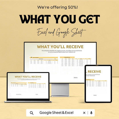 Inbound Call Log Template Excel | Customer Call Tracker | Call Logging Sheet | Business Call Record | Google Sheets Call Log