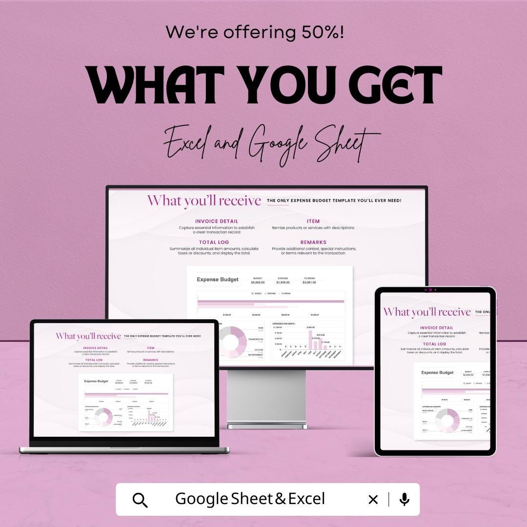 Expense Budget Template | Monthly Expense Tracker | Budget Planner Spreadsheet | Personal Finance Organizer | Business Budget Sheet