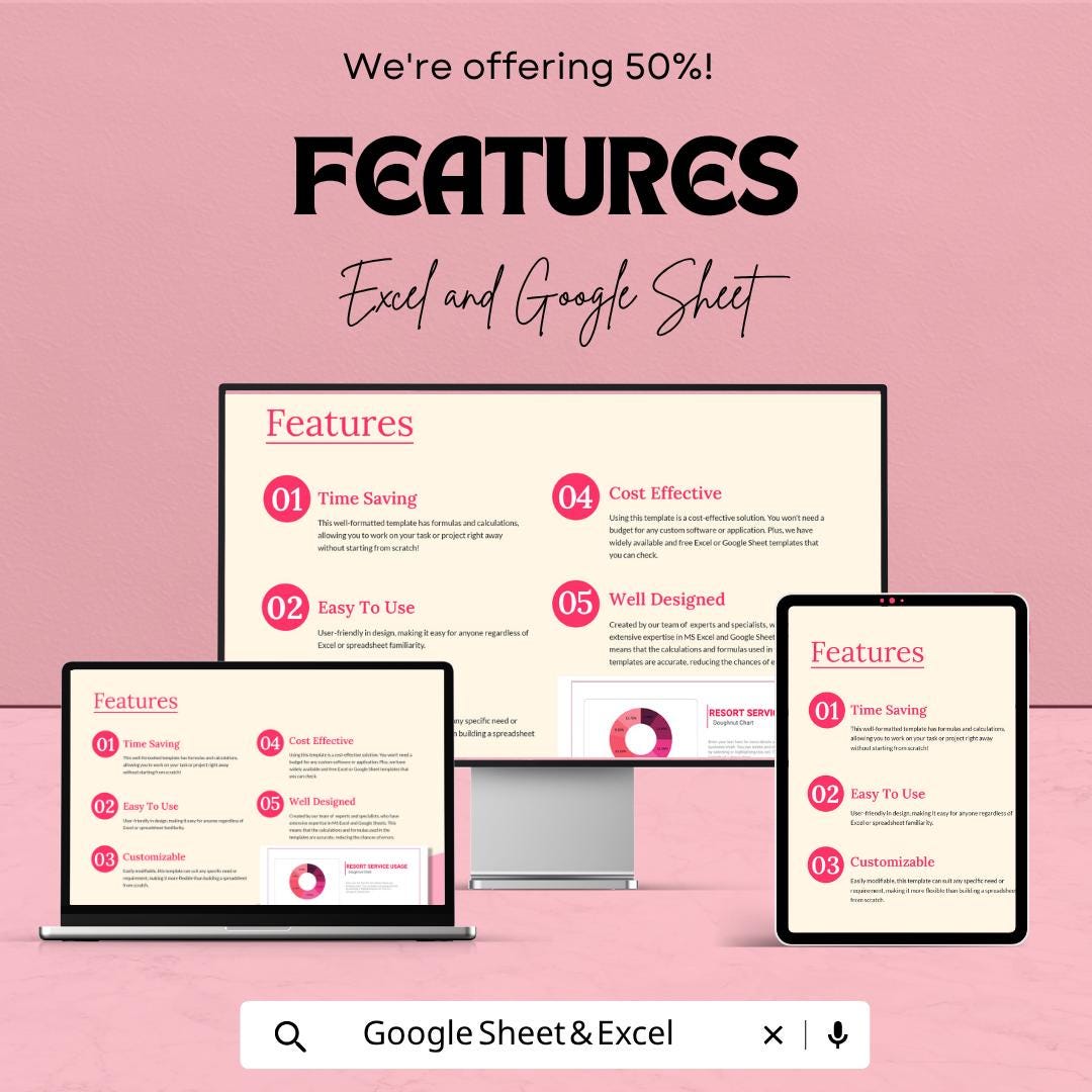 Service Usage Dashboard Template | Doughnut Chart Excel | Data Visualization Template | Business Analytics Chart | Google Sheets Dashboard