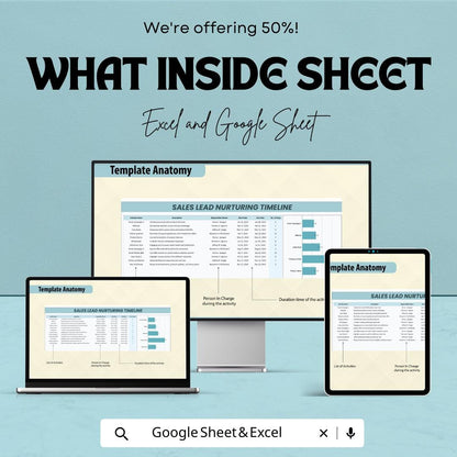 Sales Lead Nurturing Timeline Template | Sales Tracker Spreadsheet | CRM Lead Management Excel | Google Sheet Sales Pipeline | Marketing