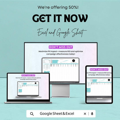 Administration PR Campaign ROI Calculator Template | Excel & Google Sheets PR Performance Tracker