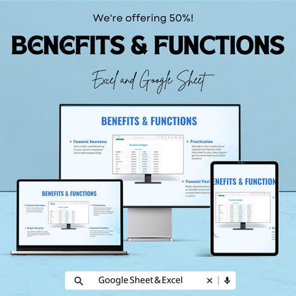 Vacation Budget Sheet | Travel Expense Tracker | Google Sheet & Excel | Trip Planner for Family, Solo, or Group Travel Budgeting