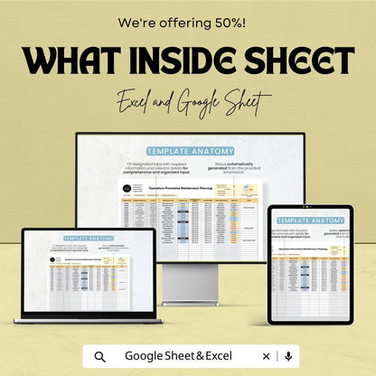 Operations Preventive Maintenance Planning Template, Equipment Maintenance Tracker, Maintenance Schedule Spreadsheet, PM Planner