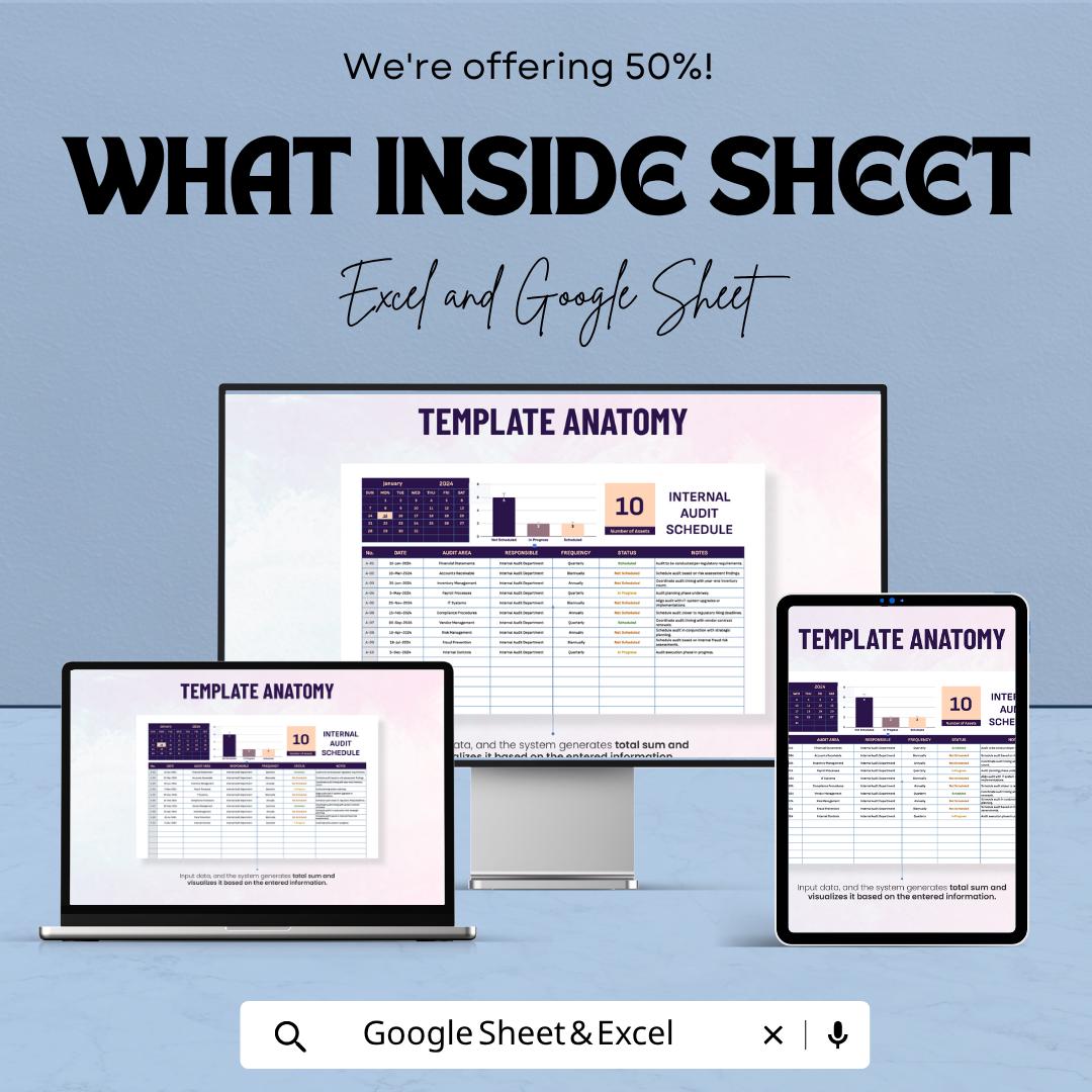 Automated Audit Tracker | Internal Audit Schedule Template | Compliance Dashboard | Audit Planner Spreadsheet