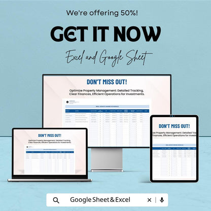 Real Estate Owned Schedule Template | Rental Property Tracker | Property Management Spreadsheet | Excel Google Sheets | Investment Tracker