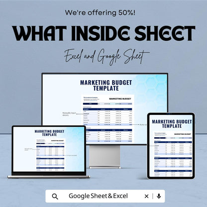 Marketing Budget Template | Excel & Google Sheets | Marketing Expense Tracker | Advertising Budget Planner | Business Budget Spreadsheet |