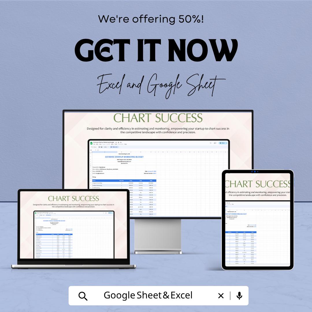 Startup Marketing Budget Template  | Marketing Budget Planner | Expense Tracker Spreadsheet | Small Business Budget