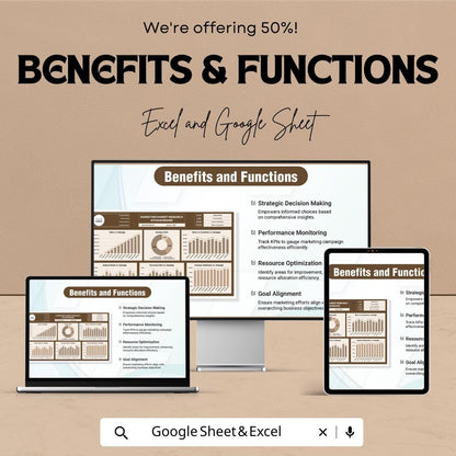 Marketing KPI Dashboard | Google Sheet & Excel Template | Market Research KPI | Campaign Tracker | Digital Marketing Metrics