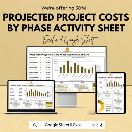 Projected Project Cost Tracker | Phase-Wise Budget Dashboard | Excel and Google Sheets | Construction & Project Expense Planner