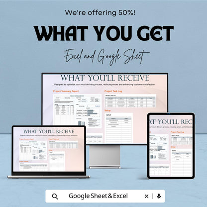 Project Summary Report Template | Project Status Overview | Task & Budget Report | Excel and Google Sheets | Project Management Dashboard