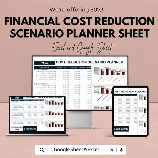 Financial Cost Reduction Scenario Planner Sheet | Excel & Google Sheet Template for Budget Planning and Cost Saving