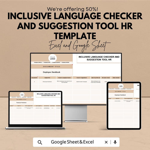 Inclusive Language Checker & Suggestion Tool | HR Template for Excel and Google Sheets | Bias Detection | Diversity and Inclusion Tool