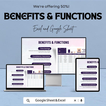 Automated Audit Tracker | Internal Audit Schedule Template | Compliance Dashboard | Audit Planner Spreadsheet