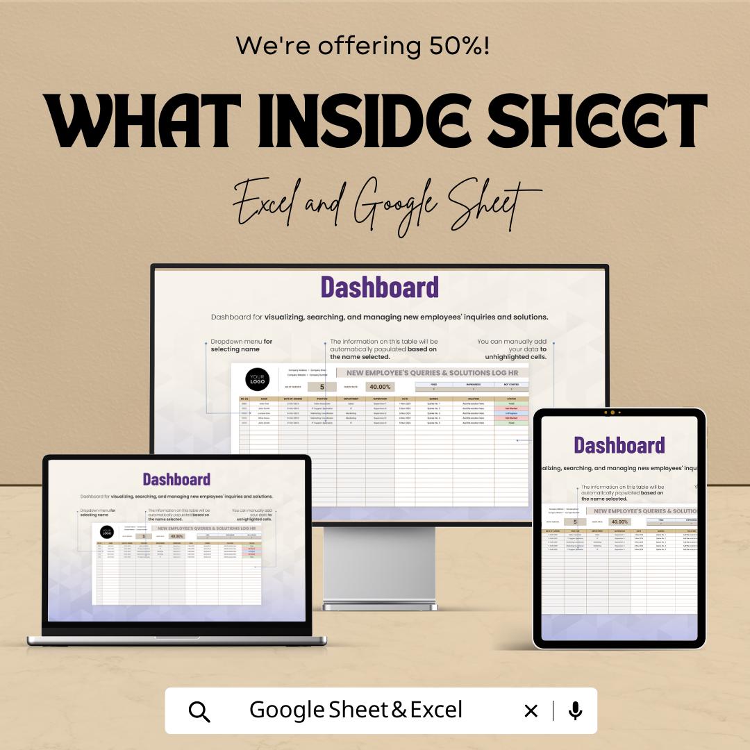 New Employee Queries Log, HR Onboarding Questions Tracker, Employee Support & Solutions Sheet