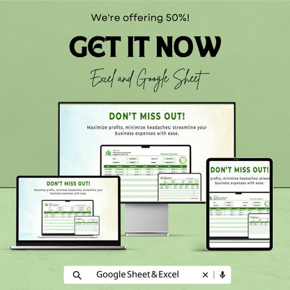 Business Expense Sheet Template | Excel and Google Sheets Expense Tracker | Small Business Budget Spreadsheet | Income and Expense Log