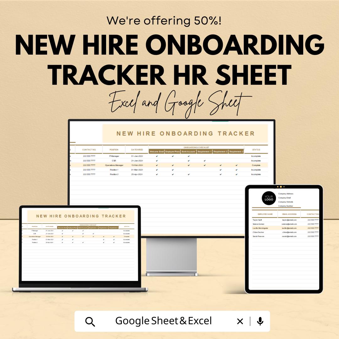 New Hire Onboarding Tracker HR Sheet | Google Sheet | Employee Onboarding Checklist | HR Onboarding Template | Employee Details Tracker