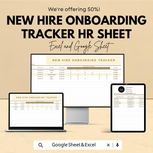 New Hire Onboarding Tracker HR Sheet | Google Sheet | Employee Onboarding Checklist | HR Onboarding Template | Employee Details Tracker