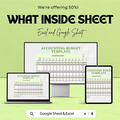 Accounting Budget Sheet – Excel and Google Sheet Template for Financial Management, Expense Tracking & Budgeting
