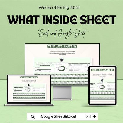 Administration Financial Ratios Analysis Sheet for Excel and Google Sheets – Financial Planning & Strategic Decision-Making