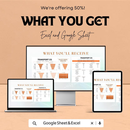Sales Funnel Analysis Template | Transport and Logistics Lead Tracker | Google Sheet & Excel Funnel KPI Dashboard | B2B Sales Report