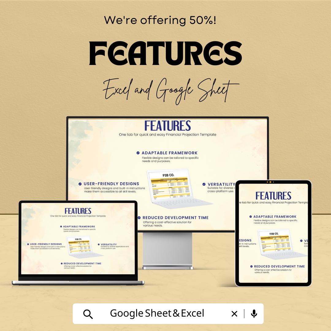 Financial Projection Template | Business Financial Plan Spreadsheet | Excel and Google Sheets Forecast Tool | Budget Planner Template