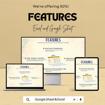 Financial Projection Template | Business Financial Plan Spreadsheet | Excel and Google Sheets Forecast Tool | Budget Planner Template
