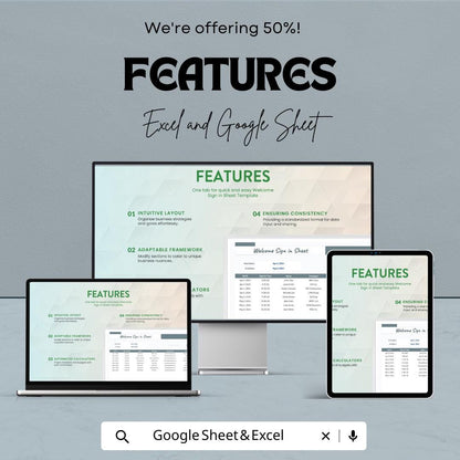 Welcome Sign-In Sheet | Excel & Google Sheets | Customizable | Easy Event Check-In Template