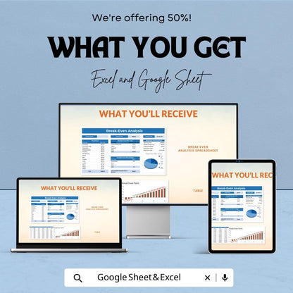 Break Even Analysis Spreadsheet Template | Break Even Calculator | Business Profit Analysis Tool | Financial Planning Spreadsheet