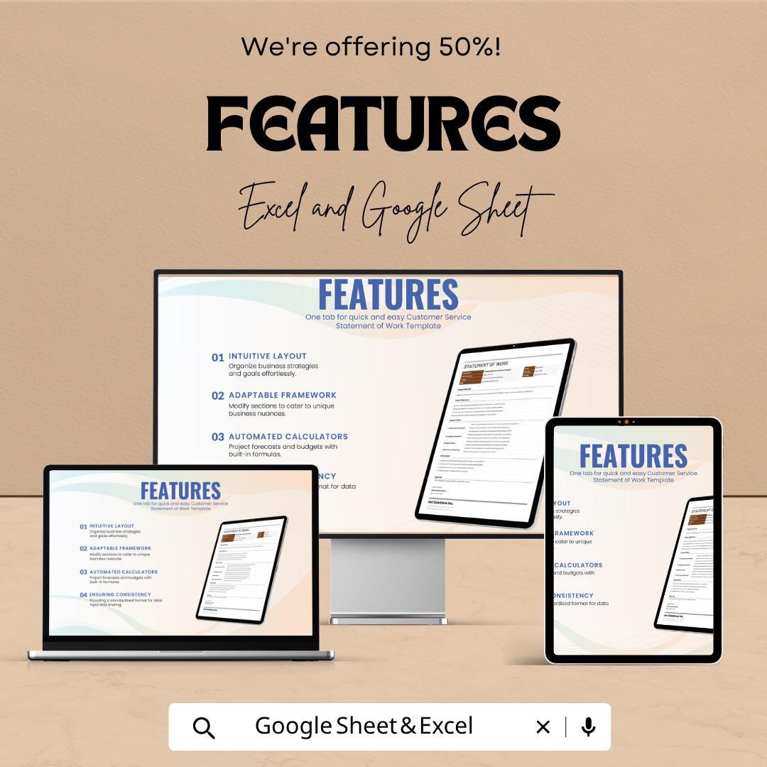 Customer Service Statement of Work Template | SOW Template | Project Scope Document | Business Proposal Template