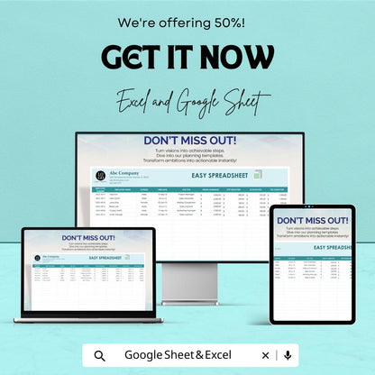 Easy Spreadsheet Template | Excel and Google Sheets | Simple Data Tracker | Business Management Sheet | Editable Budget and Record Template