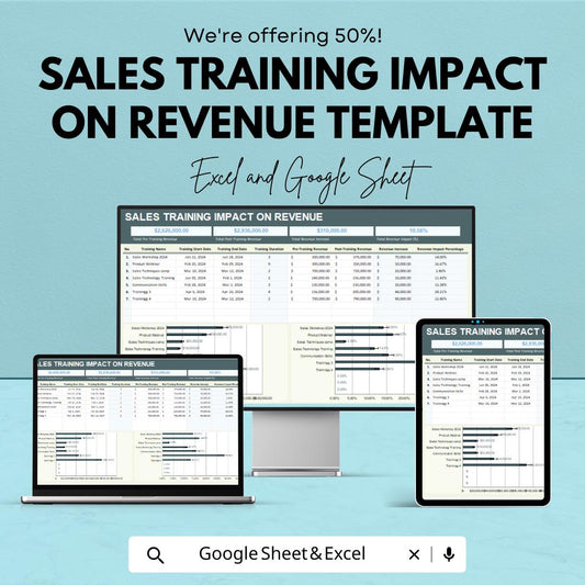 Sales Training Impact on Revenue Template | ROI Analysis sheet | Sales Performance Tracker |  Training Evaluation Tool