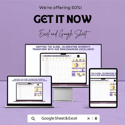 Global Diversity and Inclusion Benchmarking Tool HR Template | DEI Analytics Dashboard | Diversity Metrics Tracker | Excel & Google Sheets