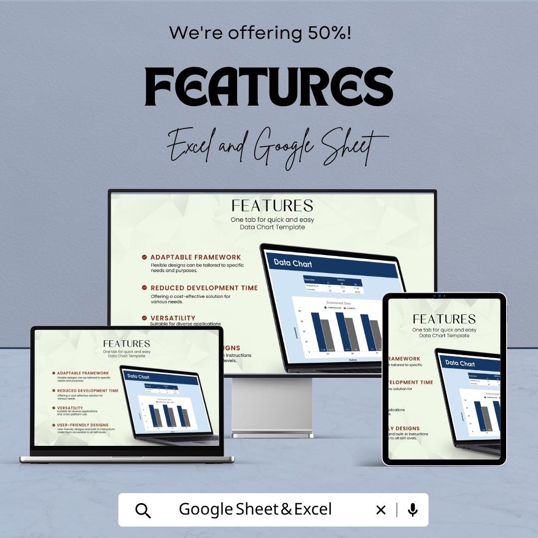 Data Chart Template | Excel Dashboard Template | Google Sheets Chart Template | Data Visualization Spreadsheet | KPI Dashboard Template