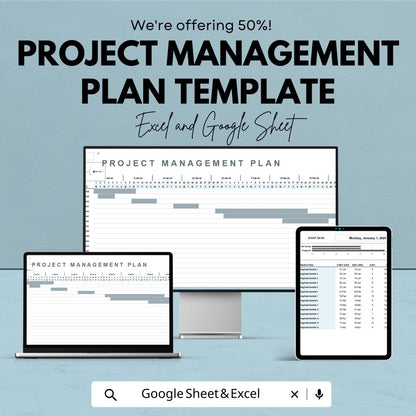 Project Management Plan Template | Project Planning Document | Project Plan Spreadsheet | Excel & Google Sheets | Business Planning Tool