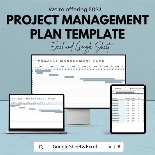 Project Management Plan Template | Project Planning Document | Project Plan Spreadsheet | Excel & Google Sheets | Business Planning Tool