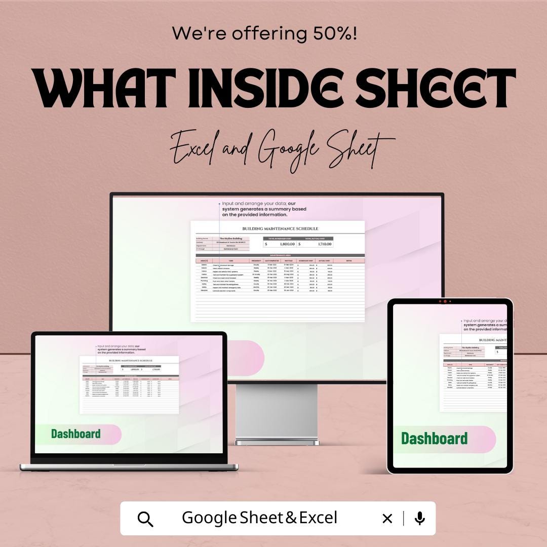 Building Maintenance Schedule Sheet - Excel & Google Sheets Template for Efficient Building Management
