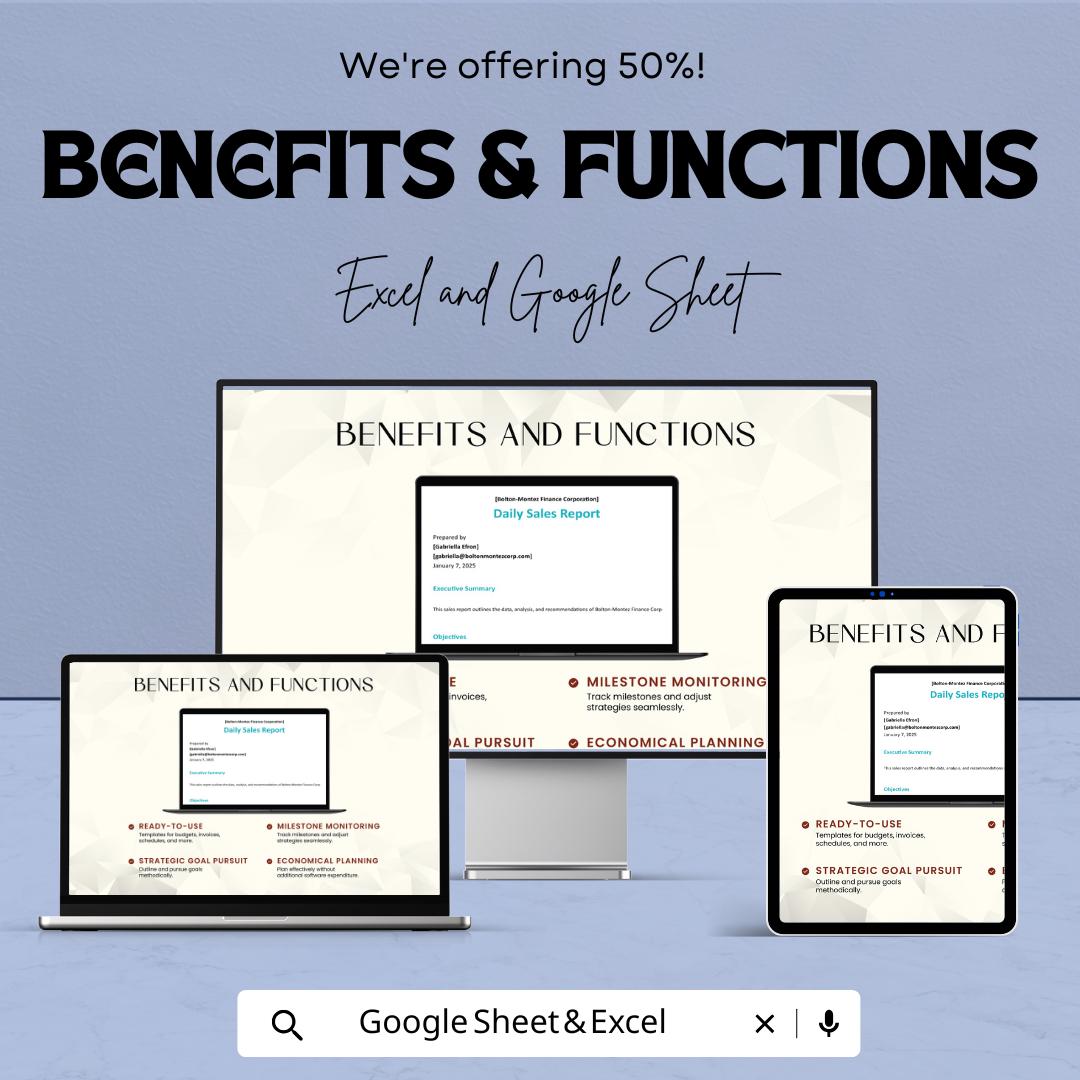 Daily Sales Report Template | Excel & Google Sheets | Business Sales Tracker | Printable Sales Log | Store Sales Summary Spreadsheet