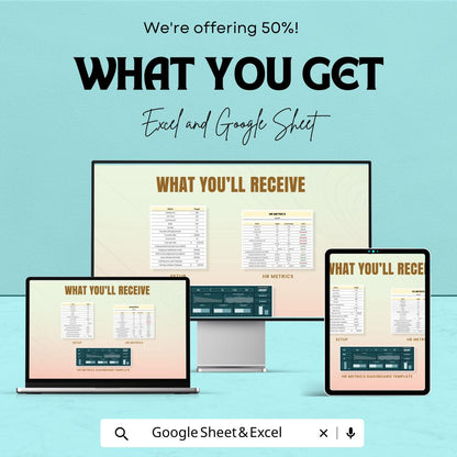 HR Metrics Dashboard Sheet | Google Sheets | Employee Performance Tracking | HR Analytics Dashboard | KPI Dashboard | Business Metrics