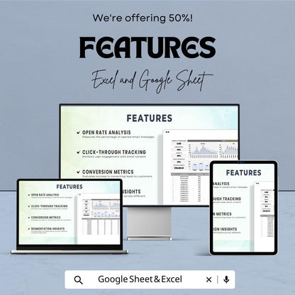 Sales Email Campaign Performance Template | Email Marketing Dashboard | Email KPI Tracker | Open Rate CTR Conversion Analytics Template