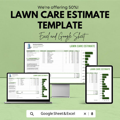 Lawn Care Estimate Template | Landscaping Estimate Template | Lawn Service Quote Template | Landscaping Pricing Sheet