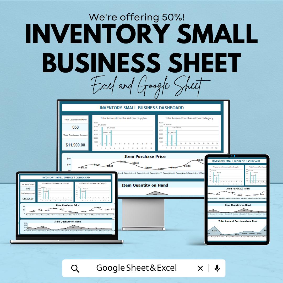 Inventory Management Sheet for Small Business | Excel and Google Sheet Template