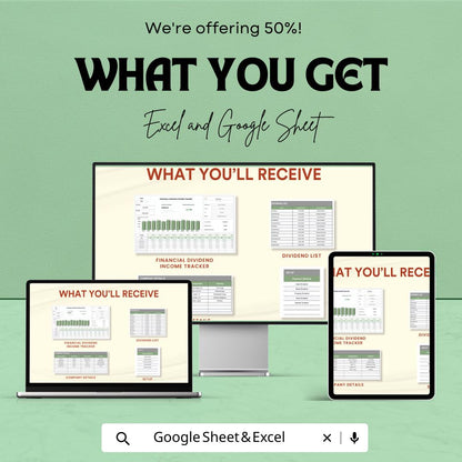 Financial Dividend Income Tracker Template | Dividend Tracker Spreadsheet | Passive Income Planner | Excel & Google Sheets