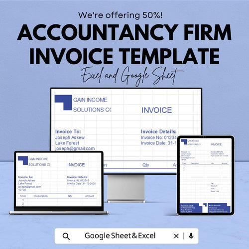 Accountancy Firm Invoice Template | Accountant Billing Template | Professional Invoice Format | Business Invoice Sheet