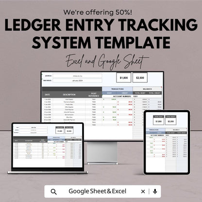 Ledger Entry Tracking System Template | Accounting Ledger Tracker | Bookkeeping Template | Finance Log & Audit Tracker