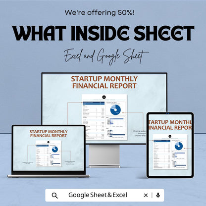 Startup Monthly Financial Report Template | Startup Finance Tracker | Monthly Business Report | Investor Financial Summary
