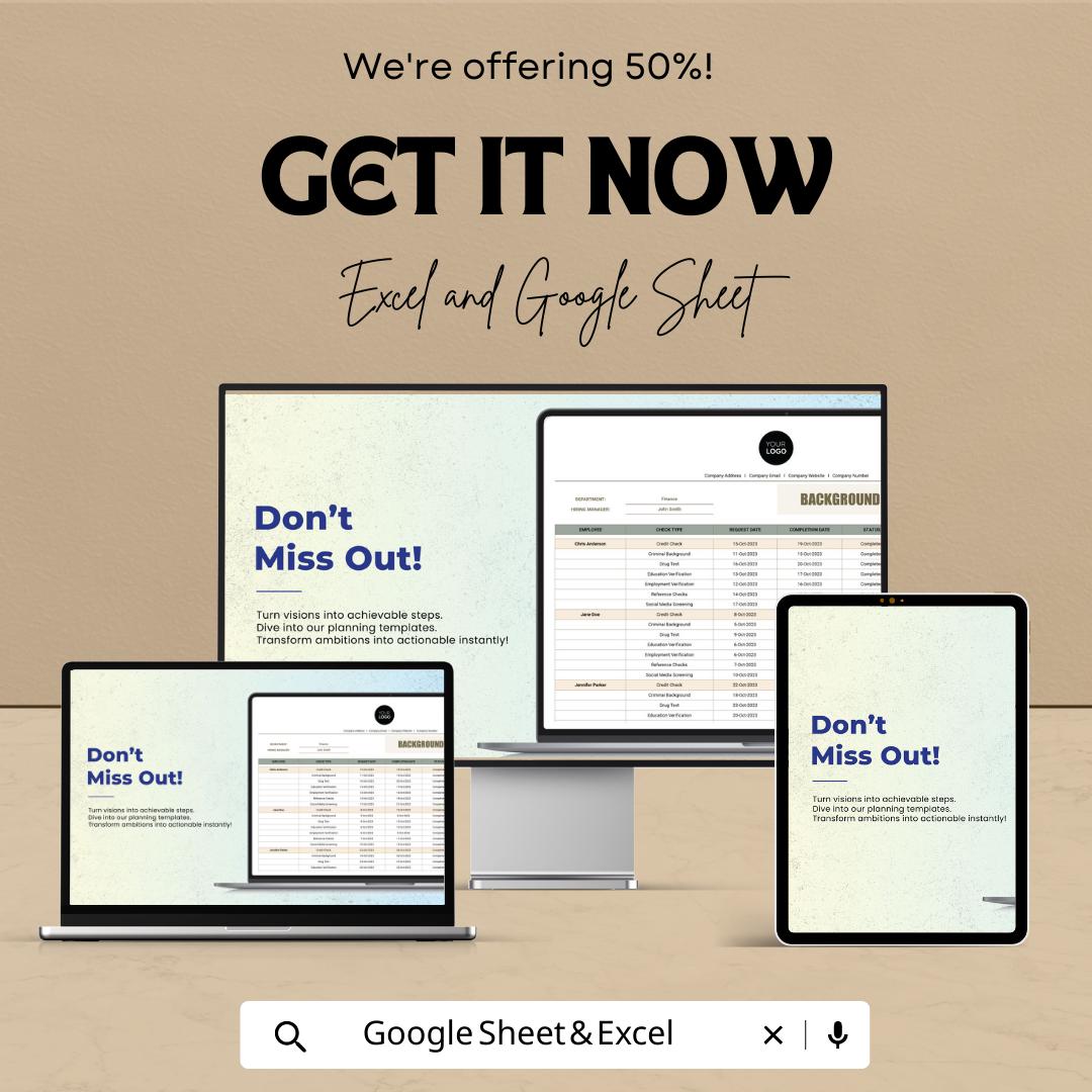 Background Check Tracker HR Template | Employee Screening Log | Hiring Compliance Spreadsheet | Recruitment Tracker