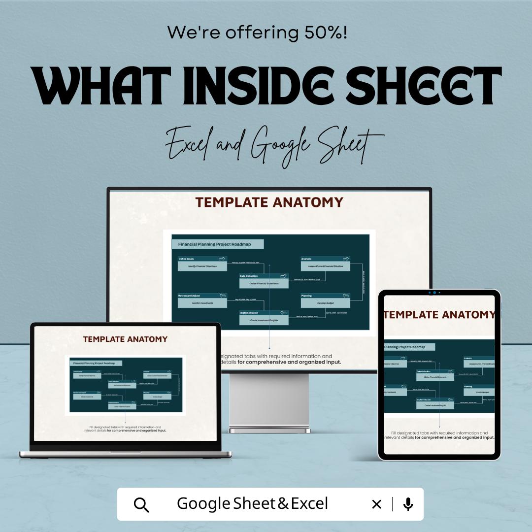 Financial Planning Project Roadmap Template | Financial Strategy Spreadsheet | Project Planning Template | Excel & Google Sheets |