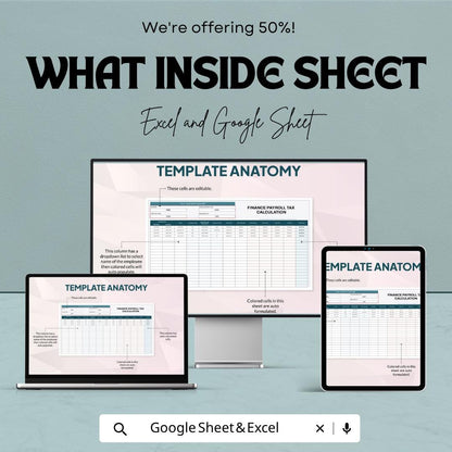 Finance Payroll Tax Template | Payroll Tax Calculator Spreadsheet | Employee Payroll Tracker | Salary Tax Calculation Sheet