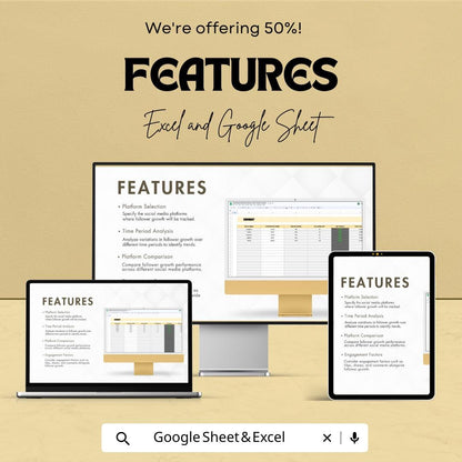 Social Media Marketing Follower Growth Tracker Template | Analytics Dashboard | Social Media KPI Tracker | Digital Download