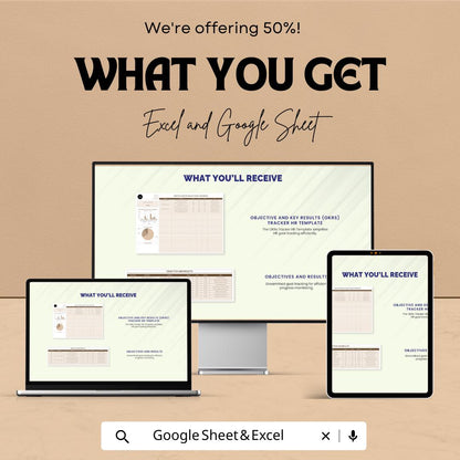Objective and Key Results OKRs Tracker HR Template | Employee Goal Tracking Sheet | Excel & Google Sheets OKR Dashboard